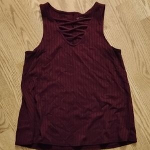 Arizona Jean Company Burgundy Tank Top with Crisscross Back